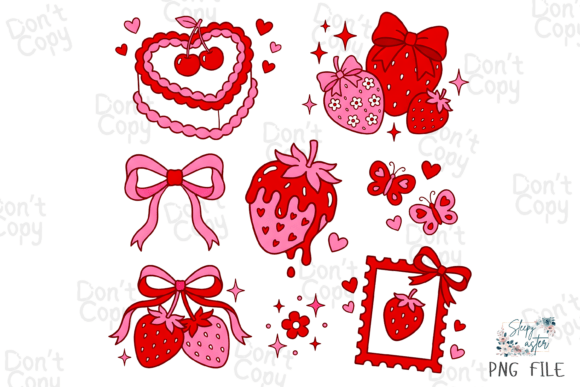 Download Preppy Strawberry Coquette Valentine PNG - Coquette valentine png Collection