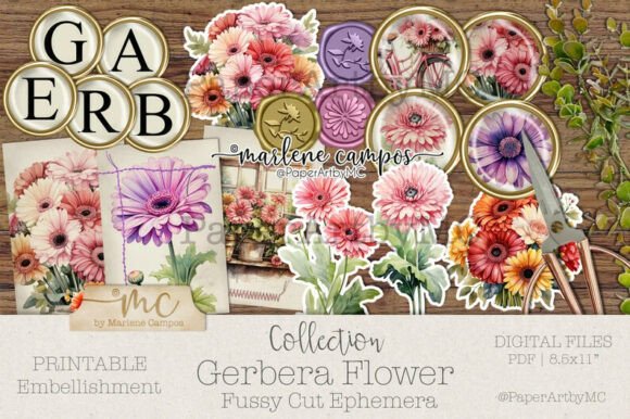 Download Gerbera Daisy Fussy‑Cut Ephemera Kit - Premium Resources