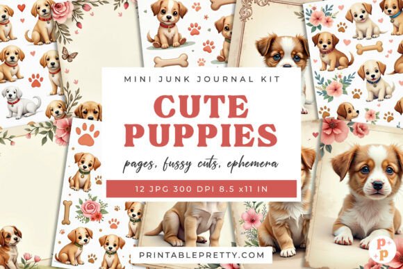 Download Cute Puppies Junk Journal Kit - Premium Resources