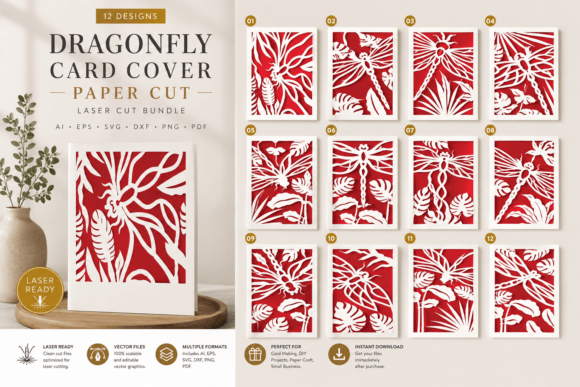 Download Dragonfly Card Cover Paper Cut BUNDLES - Paper cut Collection